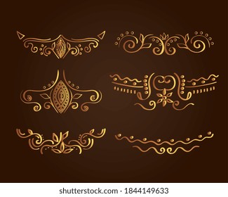 indian gold ornament set design of Decorative element theme Vector illustration
