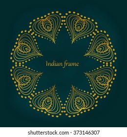 Indian golden floral invitation frame