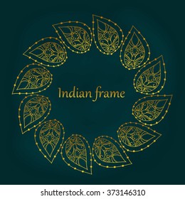 Indian golden floral invitation frame