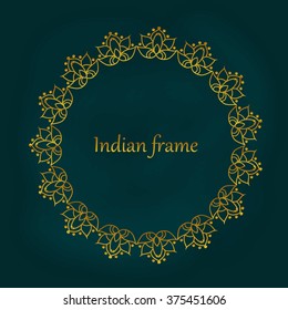 Indian golden invitation frame. Design for health center, spa and beauty center.