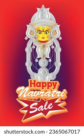 indian good, happy durga puja festival sale banner template design navaratri sale banner design with durga maa face illustration, vectar