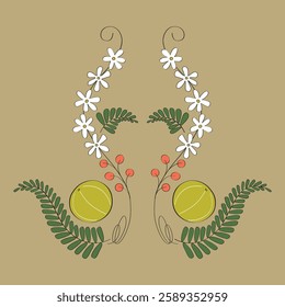 Indian gooseberry frame, graphic Border,  vector art