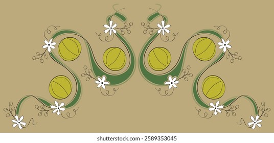 Indian gooseberry frame, graphic Border,  vector art