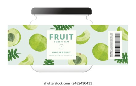 Indian gooseberry fruits or Amla packaging design templates, watercolour style vector illustration.