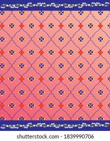 Indian Gotta Jaal Vector Design and Pakistan Gotta Vector Design or Gotta Embroidery Dress 