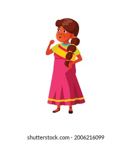 indian grandmother looking with shock at grandchild on scary attraction cartoon vector