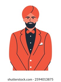 Indian Groom Traditional attire with a red turban