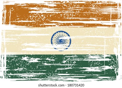 Indian grunge flag. Vector illustration. Grunge effect can be cleaned easily.