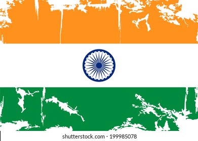 Indian grunge flag. Vector illustration. Grunge effect can be cleaned easily.