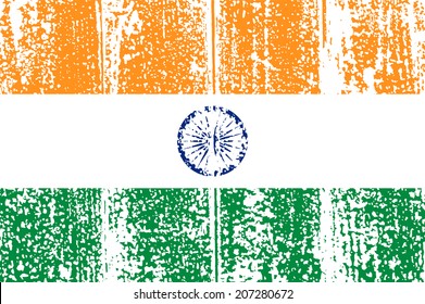 Indian grunge flag. Vector illustration. Grunge effect can be cleaned easily.