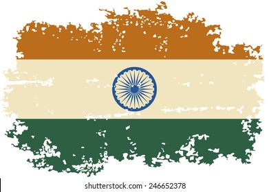 Indian grunge flag. Vector illustration. Grunge effect can be cleaned easily.