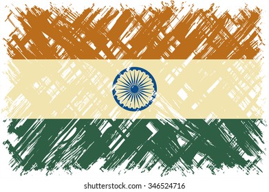 Indian grunge flag. Vector illustration. Grunge effect can be cleaned easily.