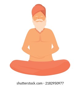 Indian guru icon cartoon vector. Yogi man. Person saint