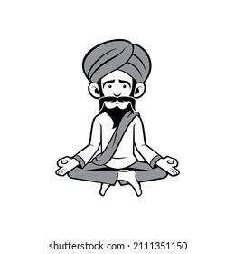 Indian guru yoga grandfather. Vector image