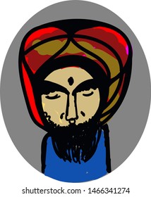 Indian guy, illustration, vector on white background.