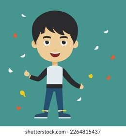 Indian guy student cartoon vector