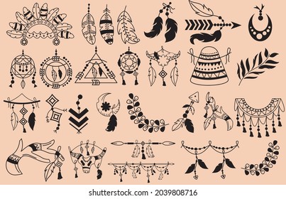 Indian hand drawn boho vector illustration