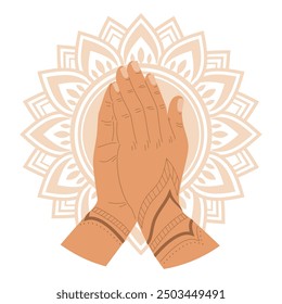 indian hands making namaste isolated