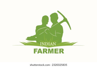 indian happy farmer couple illustration for poster design