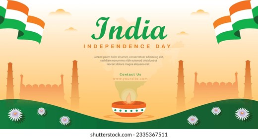 indian happy independence day cloud yellow color gradient background poster design