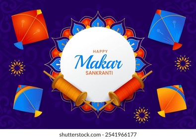 Indian happy makar sankranti creative templates set. greeting card, social media post, vector illustration