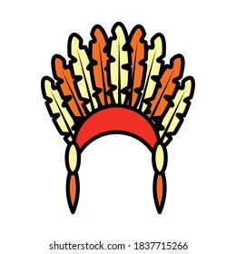 indian hat icon over white background, line and fill style, vector illustration