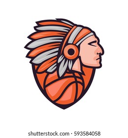 Indian Head Chief Sport Style Logo Stock Vector (Royalty Free ...