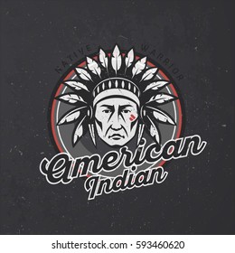 Indian head logo on dark grunge background.