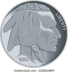 Indian Head Nickel Vector Illustration