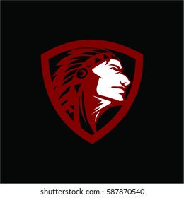indian head vector mascot shield