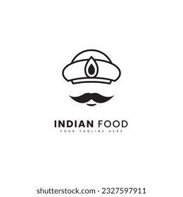 Indian headband logo with thick mustache, for indian themed logo purposes.