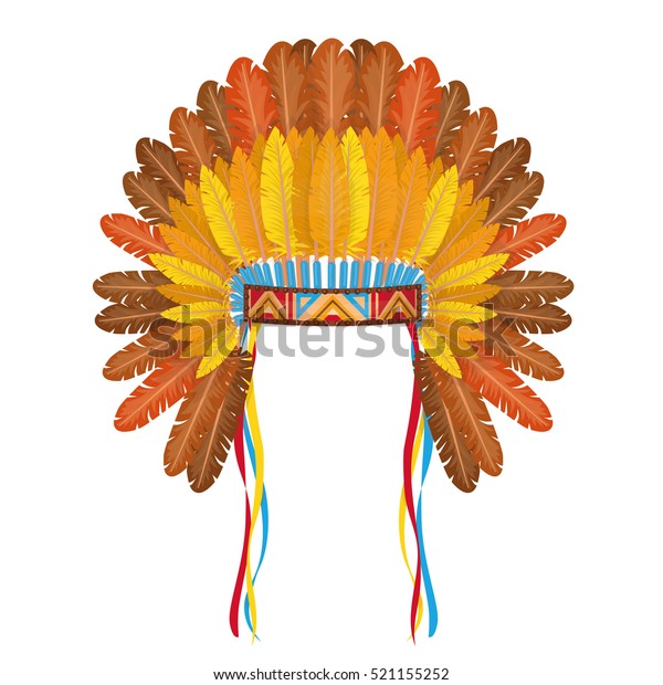 Indian Headdress Feathers Isolated On White Stock Vector (Royalty Free ...