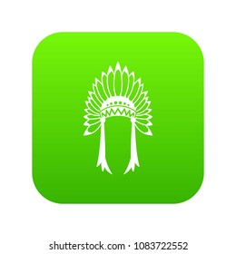 Indian headdress icon digital green for any design isolated on white vector illustration