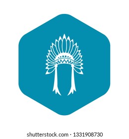 Indian headdress icon in simple style isolated on white background