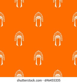 Indian headdress pattern repeat seamless in orange color for any design. Vector geometric illustration