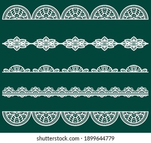 Indian Henna Border decoration elements patterns in black and white colors.