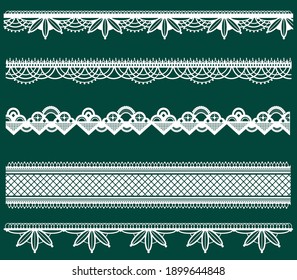 Indian Henna Border decoration elements patterns in black and white colors.
