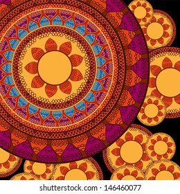 Indian Henna Mandala Background Design EPS10, very elaborate and easily editable