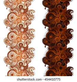 Indian henna, mehendi pattern, henna tattoo. Abstract lace pattern with paisley, coloring for adults, elements for the eastern decor
