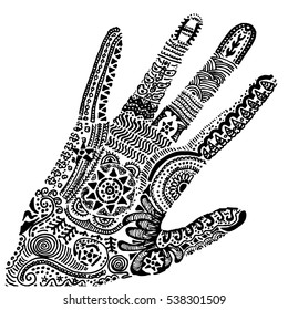 Indian Henna Tattoo Pattern (Hand Drawn Vector Illustration)