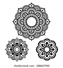 Indian Henna Tattoo Round Design - Mehndi Pattern