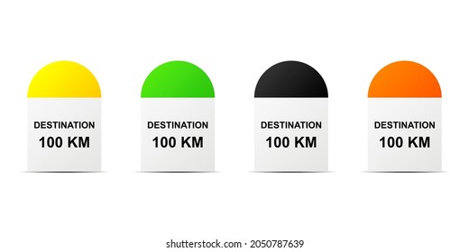 Indian highways milestone sign or symbol set in flat style design isolated on white background. EPS 10 vector illustration.
