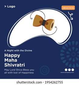 Indian Hindu festival happy maha Shivratri banner template design. Vector graphic illustration.