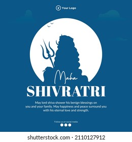 Indian Hindu festival Maha Shivratri banner design template.
