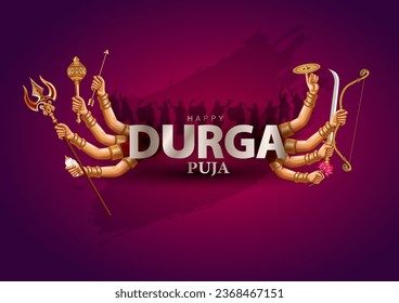 indian Hindu God durga Face in Happy Durga Puja Subh Navratri background. vector illustration design svg