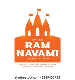 indian hindu ram navami festival greeting with temples