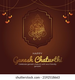 Indian Hindu traditional festival celebrate Ganesh Chaturthi with eco friendly ganpati banner template.