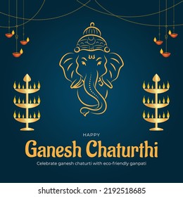 Indian Hindu traditional festival celebrate Ganesh Chaturthi with eco friendly ganpati banner template.