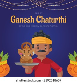 Indian Hindu traditional festival happy Ganesh Chaturthi bring eco friendly ganesha banner template.