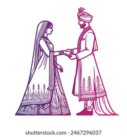 Indian Hindu wedding bride and groom clip art for Indian wedding invitation card

